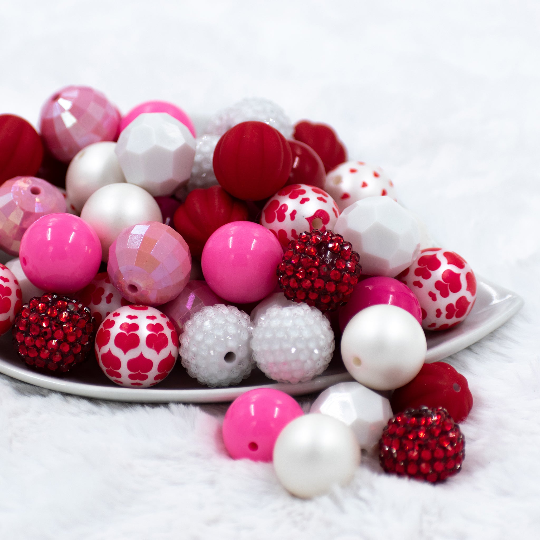 Mixed 20mm Red Pink White Valentine Beads Valentine Bubblegum -  in  2023