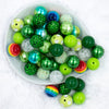 top view of a pile of 20mm Luck of The Irish St. Patrick's Day Acrylic Bubblegum Bead Mix [50 Count]