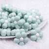 front view of Mint Flower Silicone Focal Bead Accessory - 26mm x 26mm