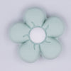 close up view of Mint Flower Silicone Focal Bead Accessory - 26mm x 26mm