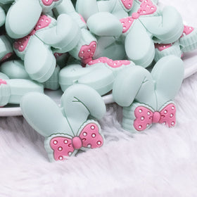 Mint Bunny Ears Silicone Focal Bead Accessory - 26mm x 26mm