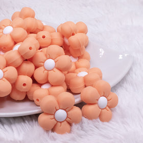 Orange Flower Silicone Focal Bead Accessory - 26mm x 26mm