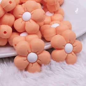 Orange Flower Silicone Focal Bead Accessory - 26mm x 26mm