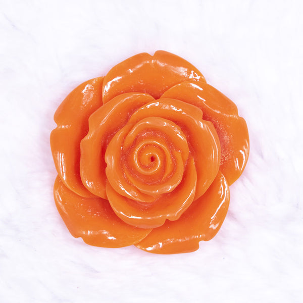 Front view of a 42mm Orange Acrylic Rose Flower focal pendant