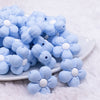 front view of Pastel Blue Flower Silicone Focal Bead Accessory - 26mm x 26mm