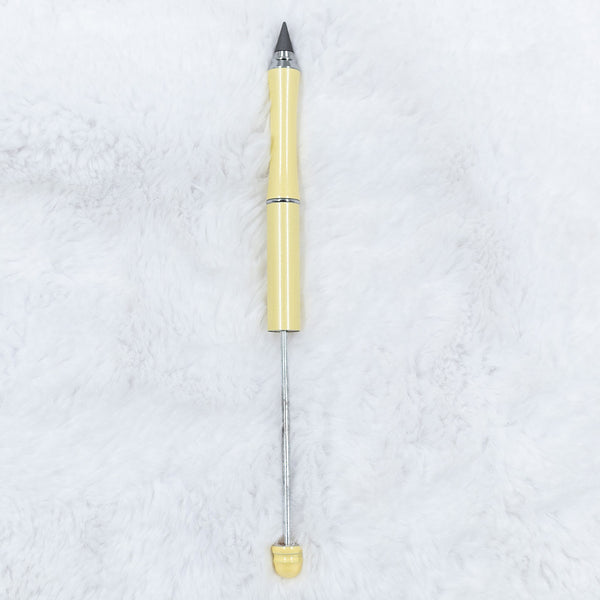 top view of a DIY Beadable Metal Everlasting Pencils pastel yellow