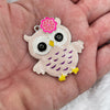 Top view of an Pink Owl  Plated Alloy Pendant 48*42mm
