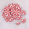 Top view of Red and White Peppermint Candy Silicone Focal Bead Accessory - 28mm x 28mm