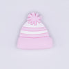 macro view of a Pink Beanie Winter Toboggan Silicone Focal Bead Accessory - 26mm x 27mm