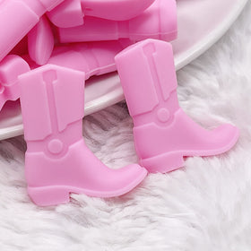 Pink Cowboy Boot Silicone Focal Bead Accessory - 30mm x 26mm