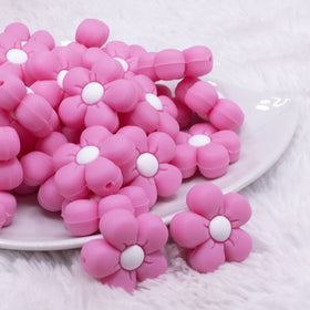 Pink Flower Silicone Focal Bead Accessory - 26mm x 26mm