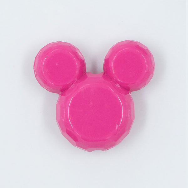 Top view of a hot pink Chunky Acrylic Mouse Beads 34*37mm- [Set of 2]