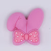 close up view of Pink Bunny Ears Silicone Focal Bead Accessory - 26mm x 26mm