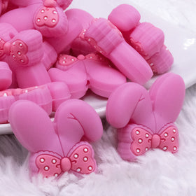 Pink Bunny Ears Silicone Focal Bead Accessory - 26mm x 26mm