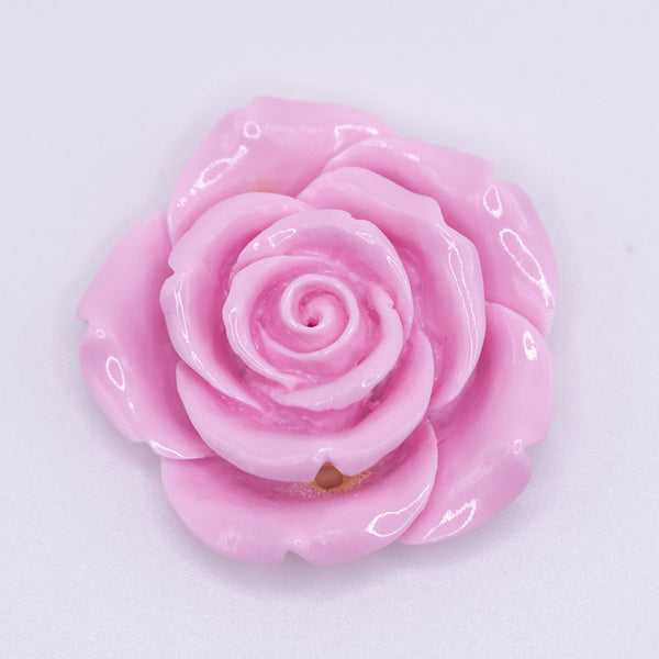 Front view of a 42mm Pink Acrylic Rose Flower focal pendant
