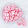Top view of a pile of 27mm Pink Pearl Heart Acrylic Bubblegum Beads