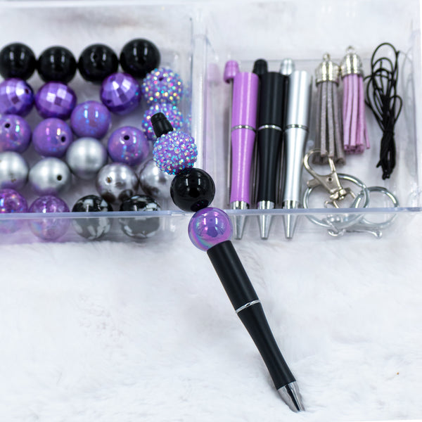 zoomed view of the Create your own - Keyring and Beadable Pens DIY kit - Purplicious