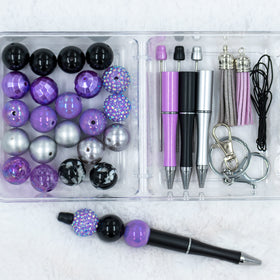 Create your own - Keyring and Beadable Pens DIY kit - Purple Rain