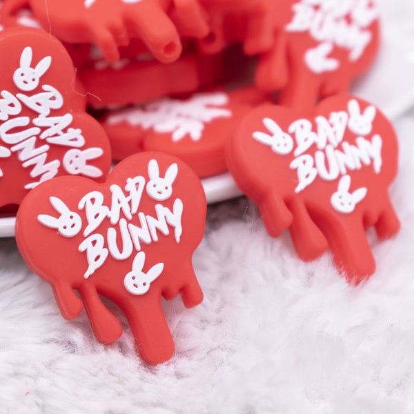 close up view of Bad Bunny Silicone Focal Bead Accessory