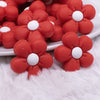 macro view of a pile of Red Flower Silicone Focal Bead Accessory - 26mm x 26mm