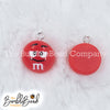 Top picture of a pile of Red 16mm Candy M & M Resin charms