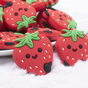 Red Strawberry Silicone Focal Bead Accessory - 28mm x 32mm