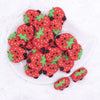 top view of Red Strawberry Silicone Focal Bead Accessory - 28mm x 32mm