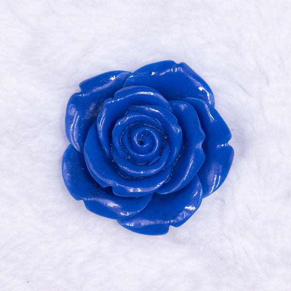 Front view of a 42mm Royal Blue Acrylic Rose Flower focal