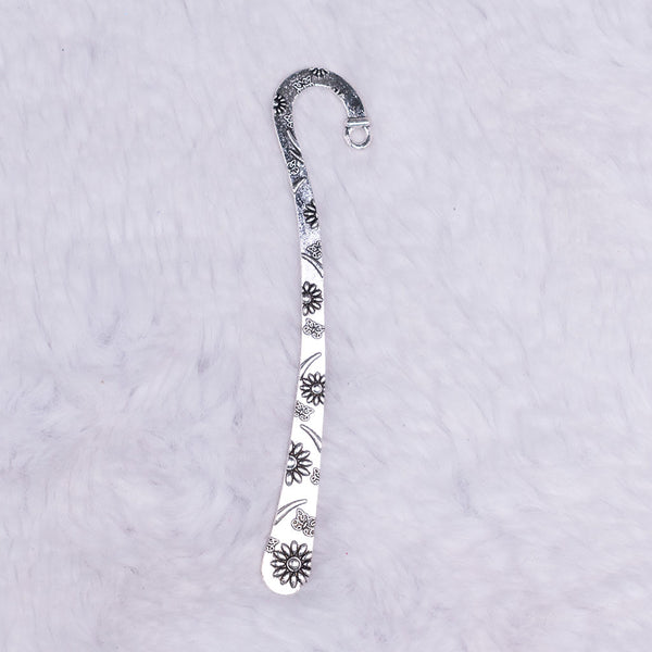 Top view of aSilver Floral Beadable Book Mark