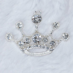 Silver Princess Crown Enamel Pendant 50*38mm