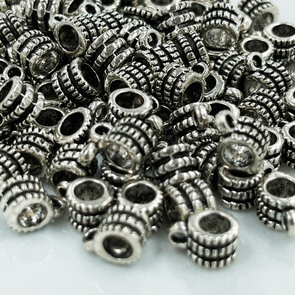 front view of Silver / Black Spacer with Charm Mount - Set of 10