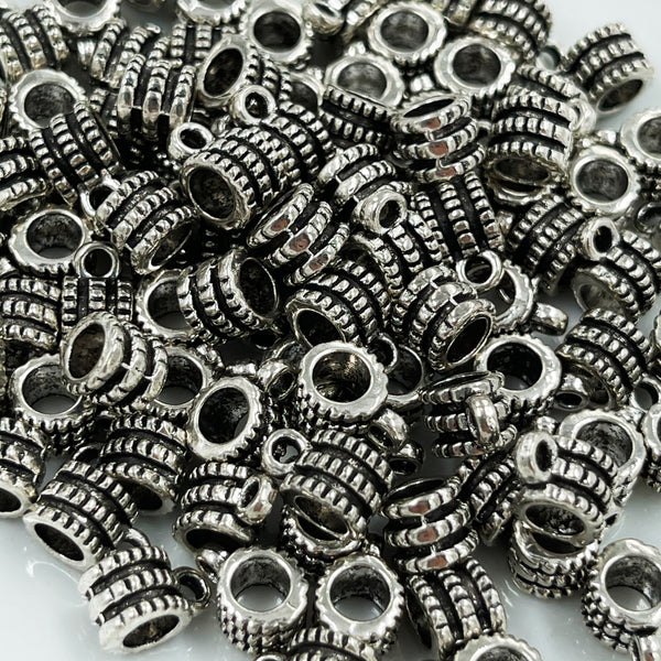 top view of Silver / Black Spacer with Charm Mount - Set of 10