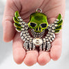 Close up view of a Skull with Wings Antique Silver Plated Alloy Pendant 48x59x3mm