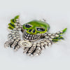 Front view of a Skull with Wings Antique Silver Plated Alloy Pendant 48x59x3mm