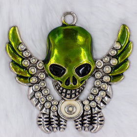 Skull with Wings Antique Silver Plated Alloy Pendant 48x59x3mm