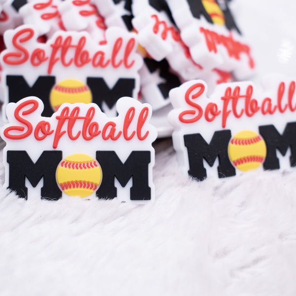 Front view of Softball Mom Silicone Focal Bead Accessory