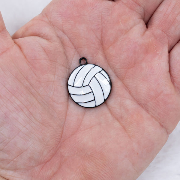 Close up view of Volleyball Enamel Pendant 21mm
