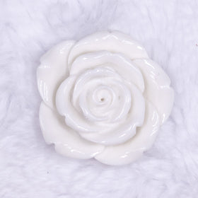 42mm White Acrylic Rose Flower focal