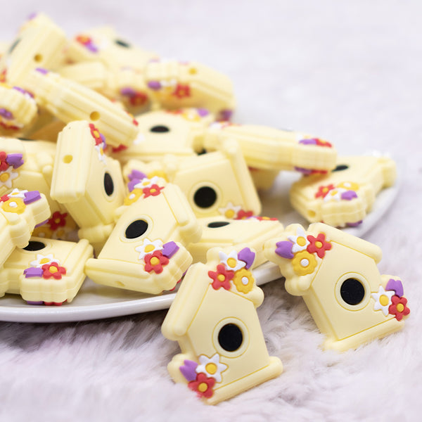 front view of Yellow Birdhouse Silicone Focal Bead Accessory