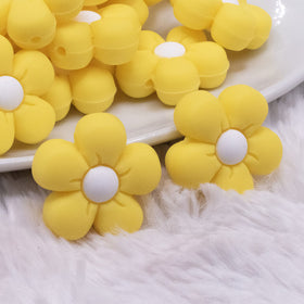 Yellow Flower Silicone Focal Bead Accessory - 26mm x 26mm