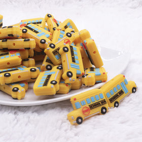 Yellow School Bus Silicone Focal Bead Accessory - 18mm x 30mm